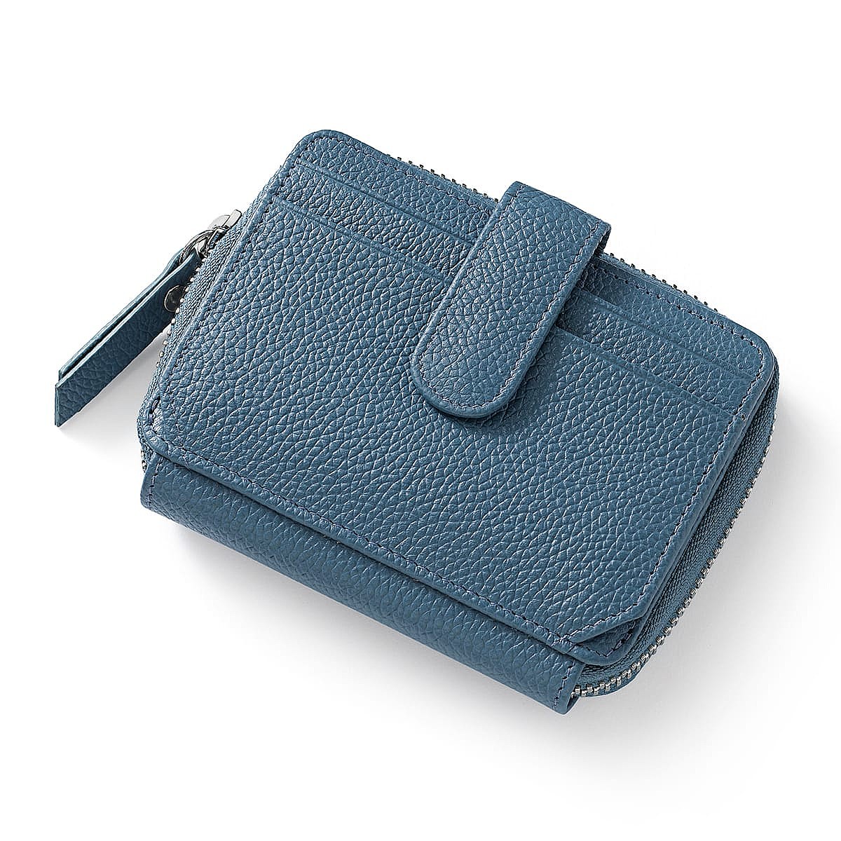 Porte-monnaie en Cuir Bleu Couleur Cultivée