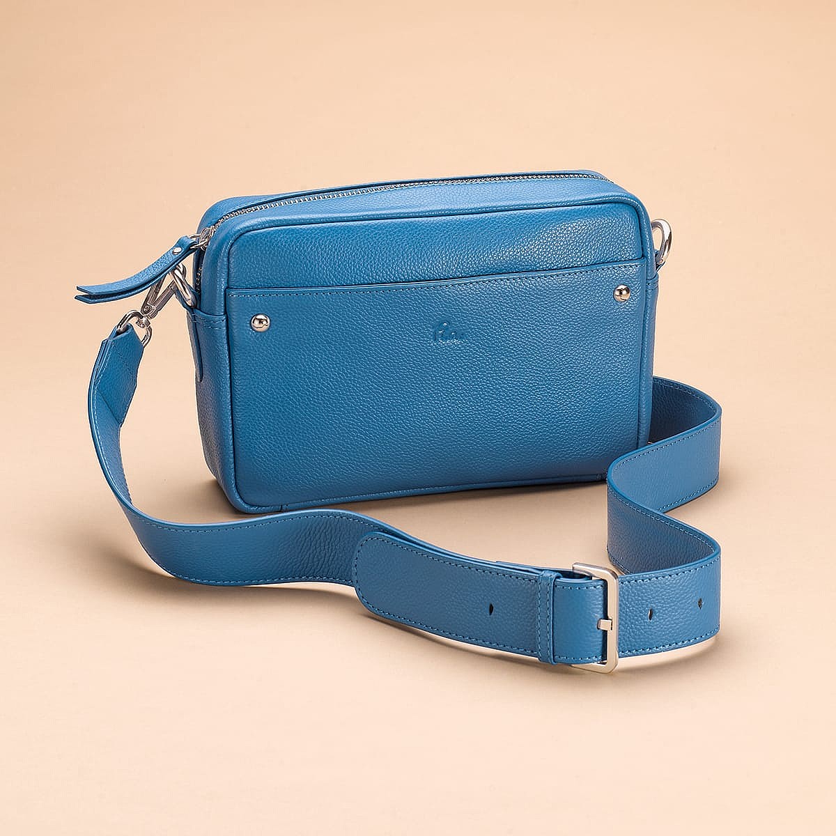 Sac Bandoulière en Cuir Bleu Doucement