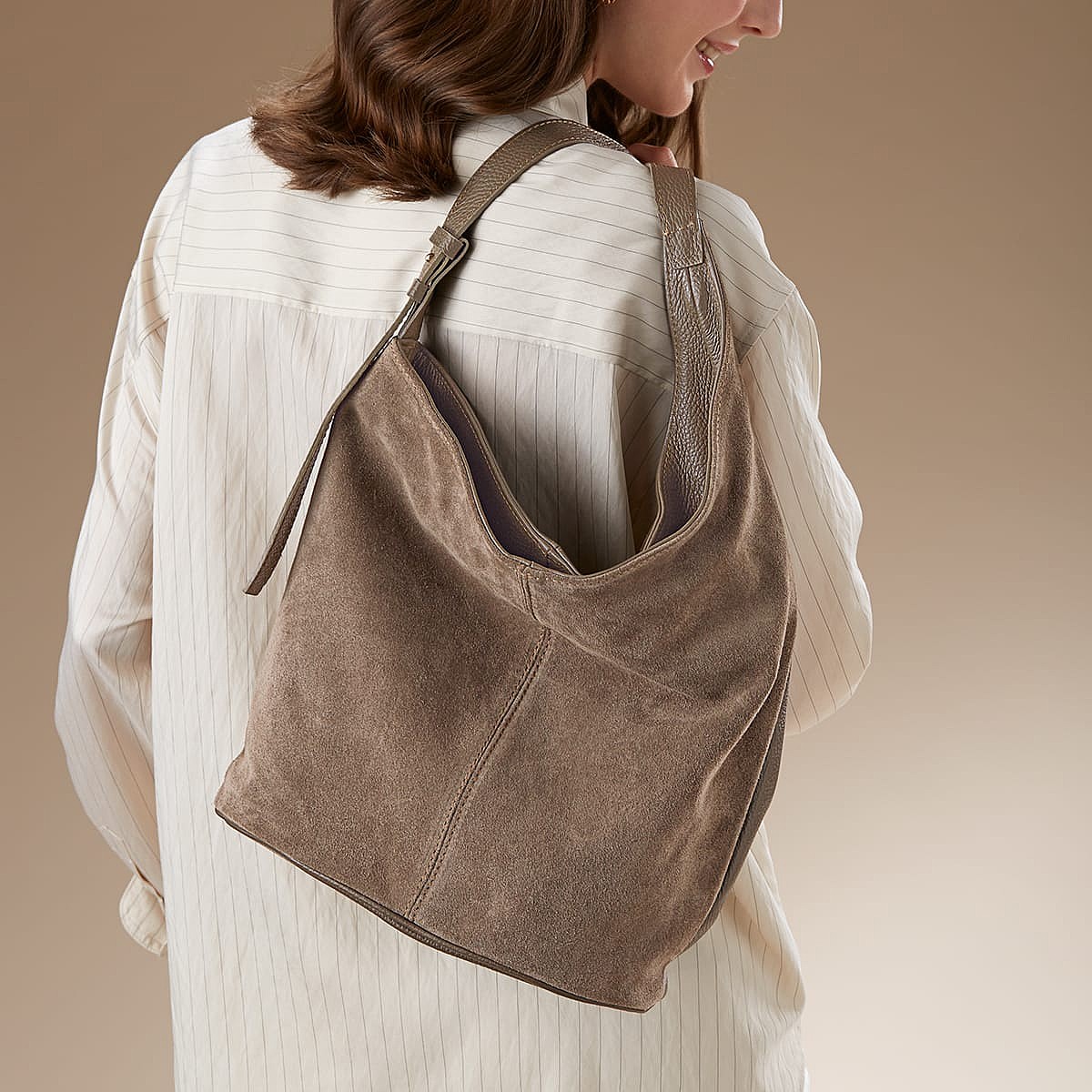 Sac en Daim et Cuir Appel du Taupe
