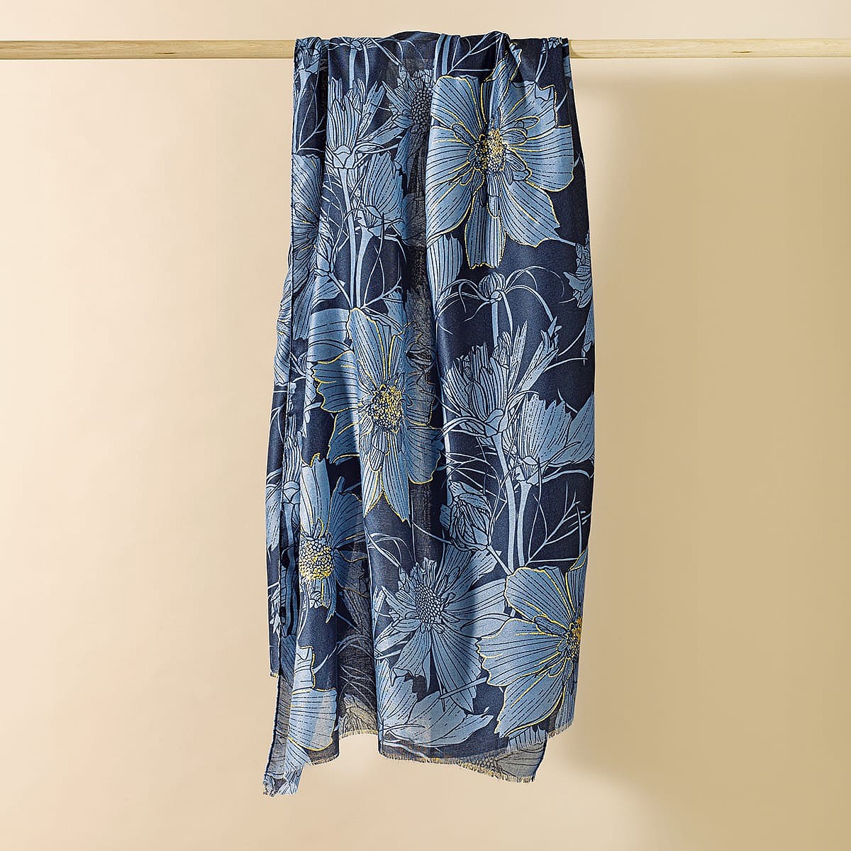 Écharpe Bleue aux Motifs Raffinés
