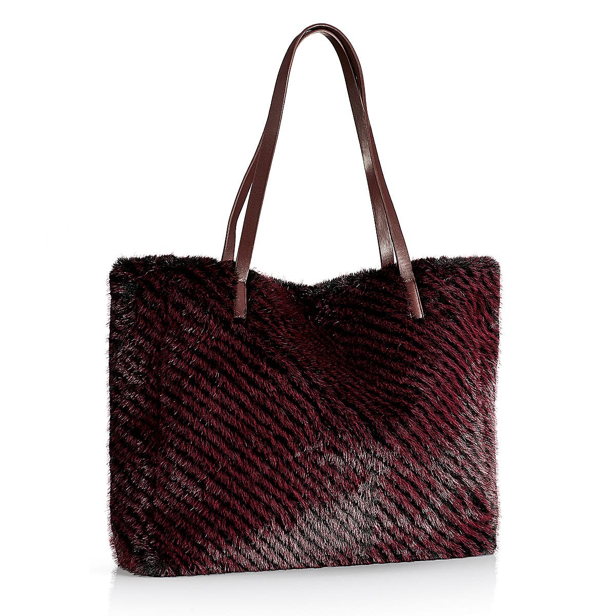 Sac en Fausse Fourrure Bonheur Bordeaux