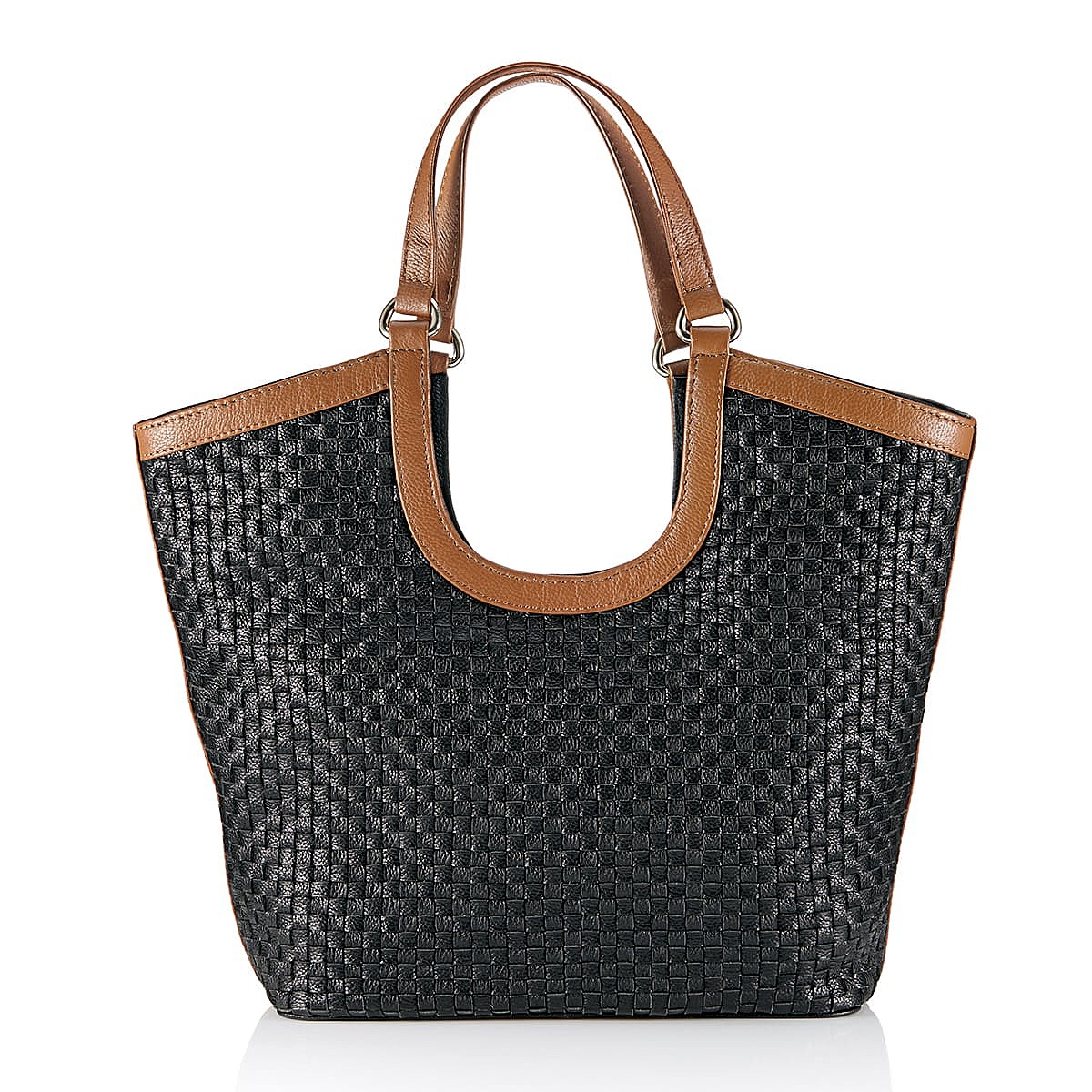 Sac en Cuir Noir Tissé avec Style