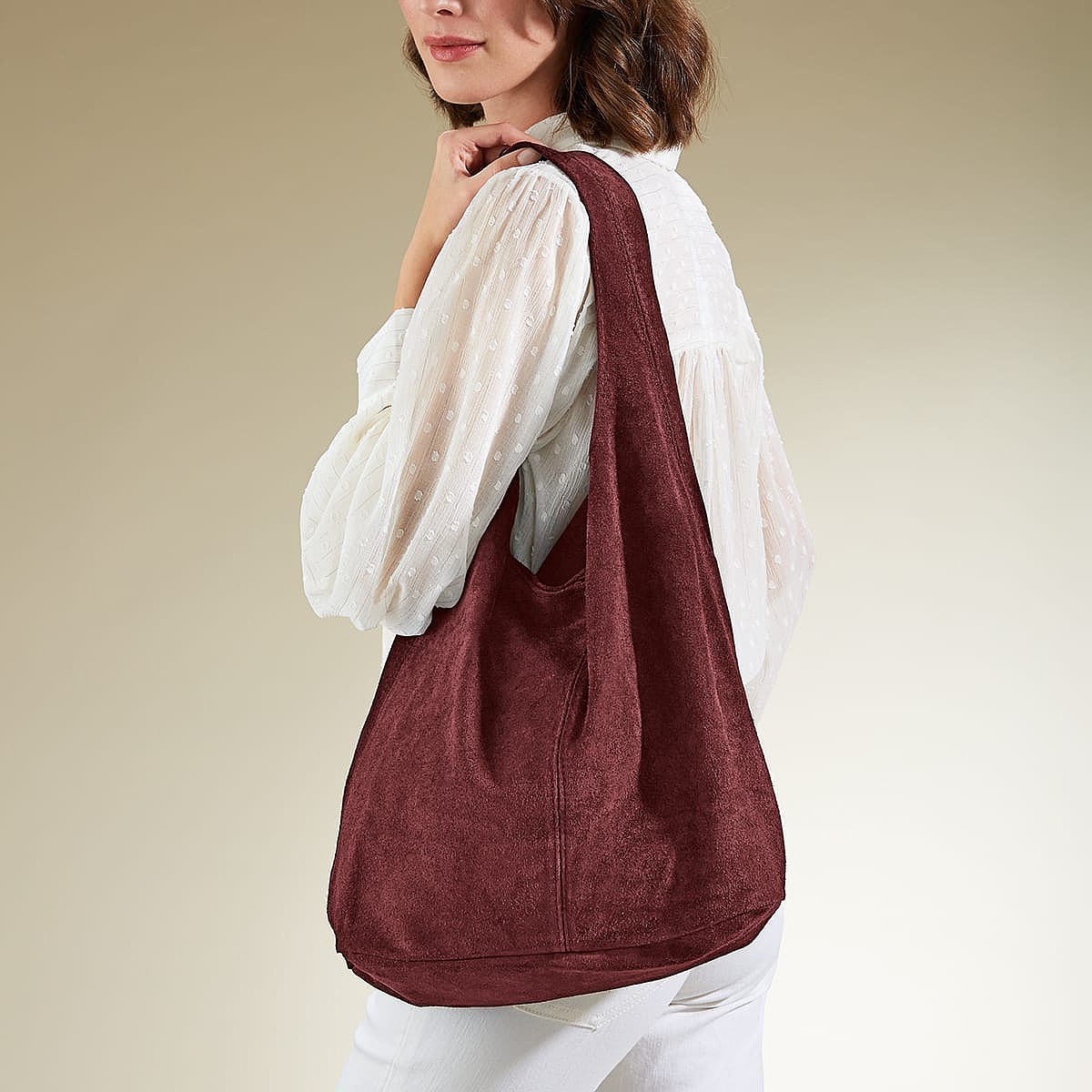 Sac Souple en Daim Cannelle Brûlée