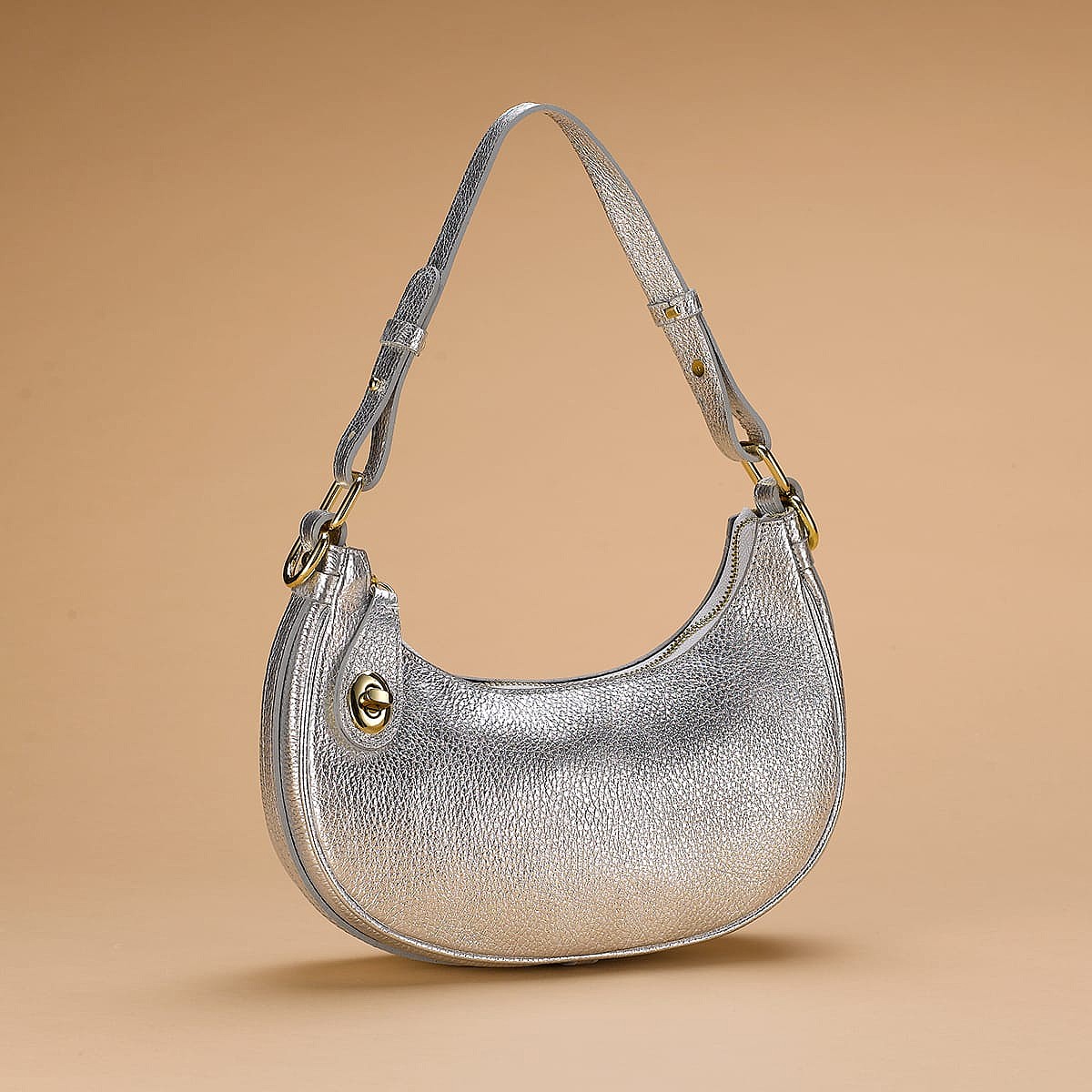 Sac Bandoulière Argenté en Cuir Chic Sur le Qui-vive