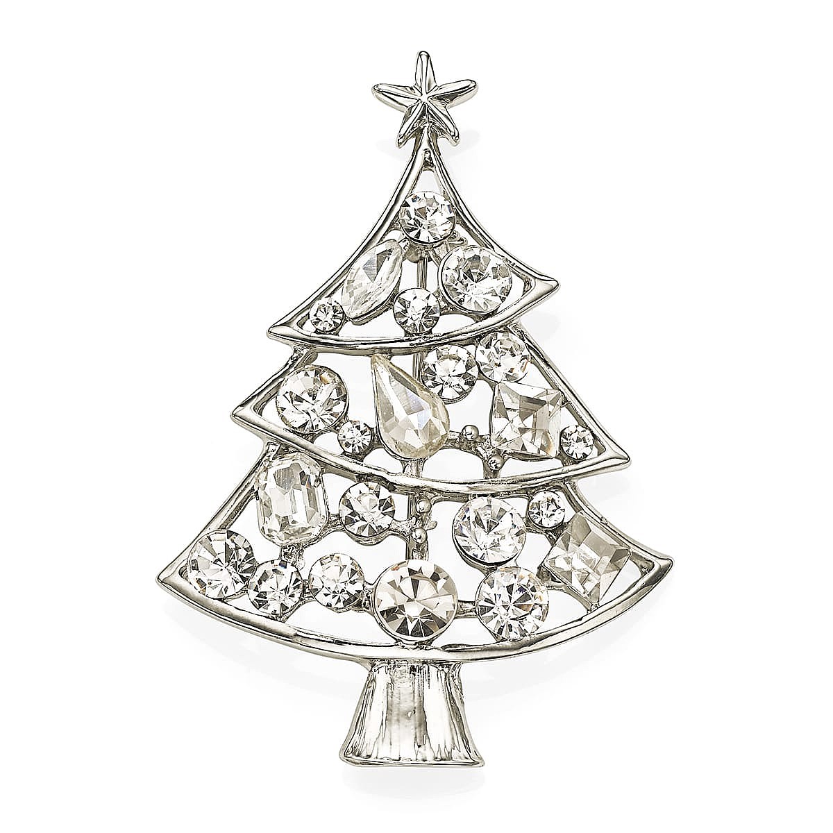 Broche Sapin de Noël Feuilles Givrées