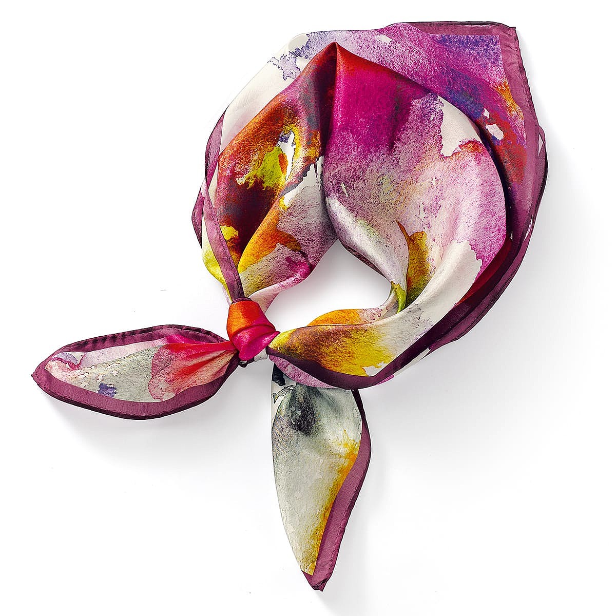 Foulard Carré en Soie Aquarelle