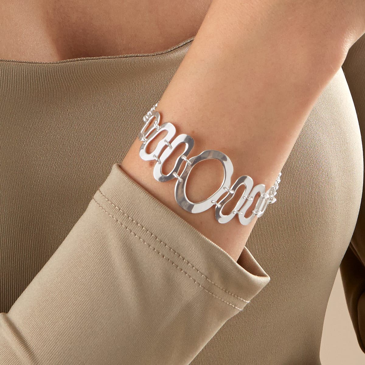 Bracelet Géométrique en Argent Poli