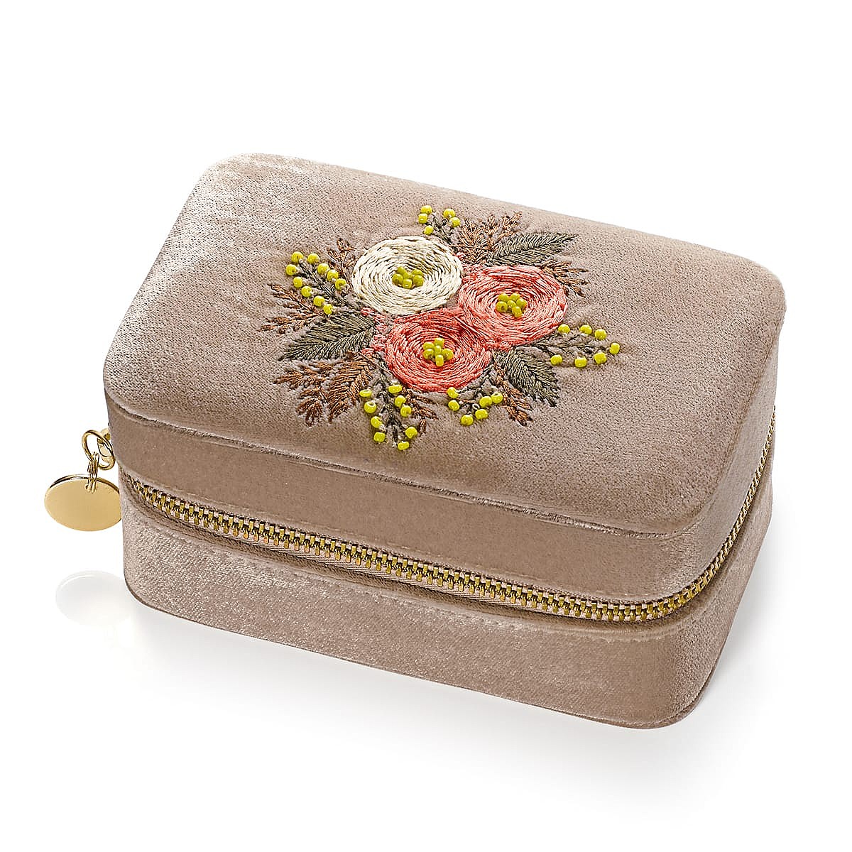 Boîte à Bijoux Beige Petites Fleurs