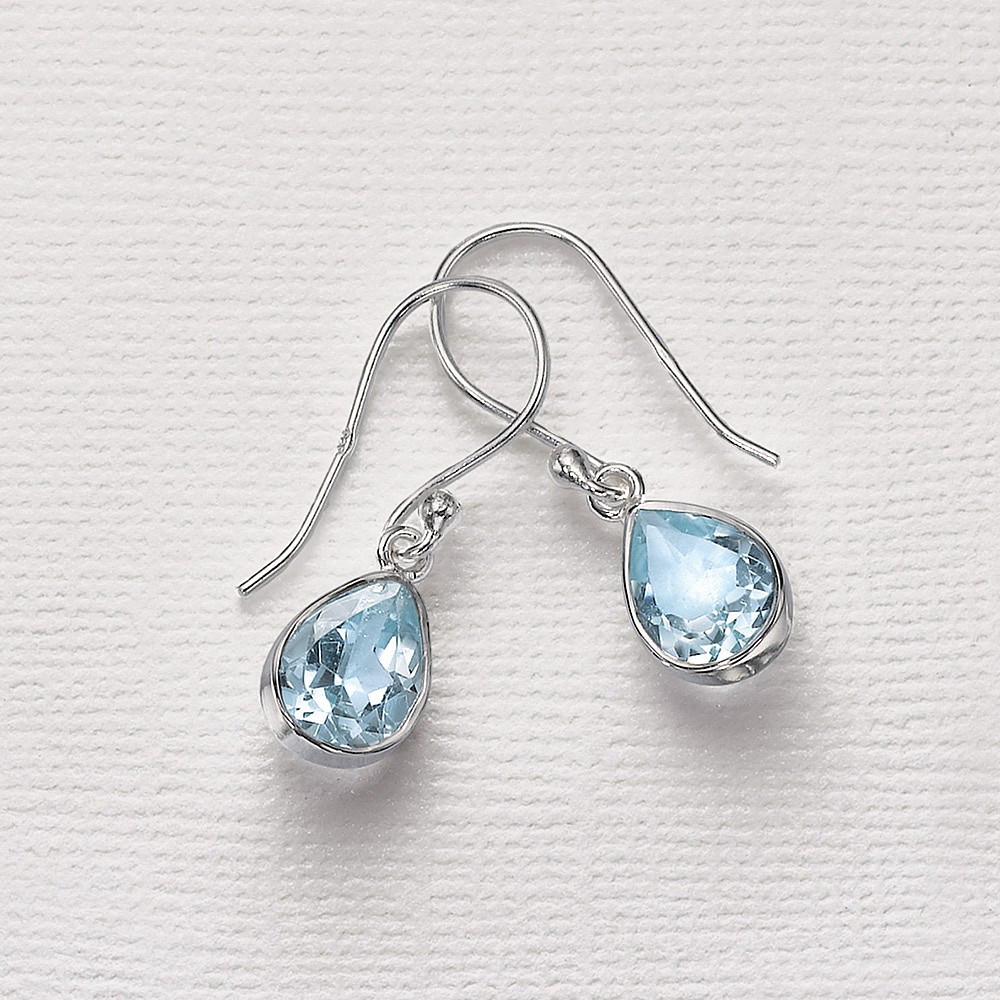 Boucles d'oreilles Topaze Bleue Reste Près de Moi