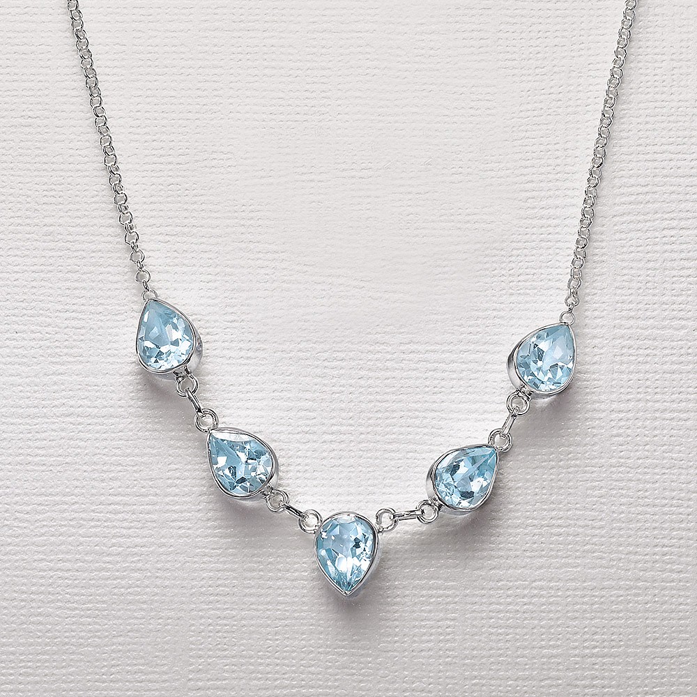 Collier Topaze Bleue Reste Près de Moi