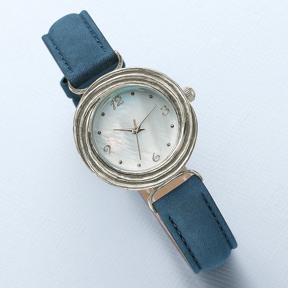 Montre en Argent Fin Vagues du Temps