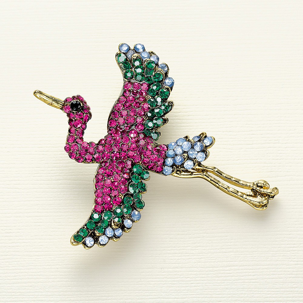 Broche Cigogne en Cristal Envol vers le Bonheur