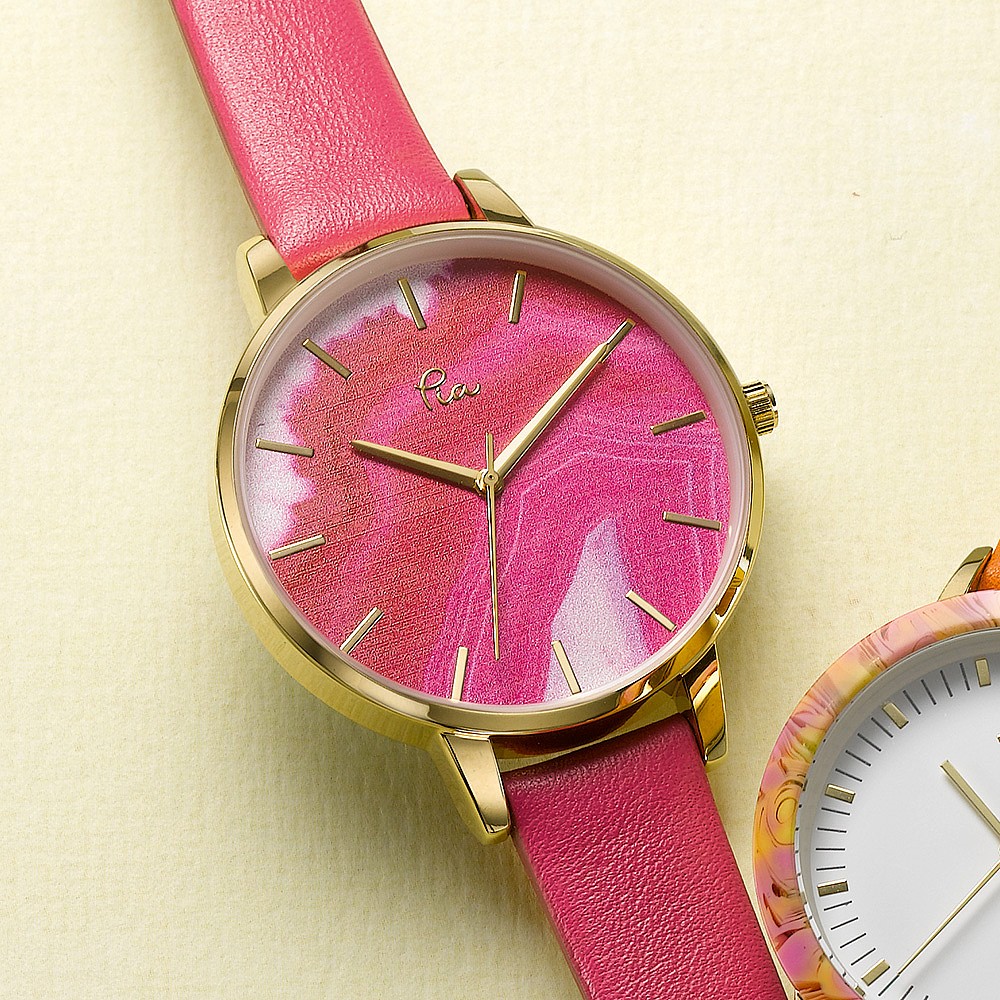 Montre en Cuir À la Poursuite du Rose