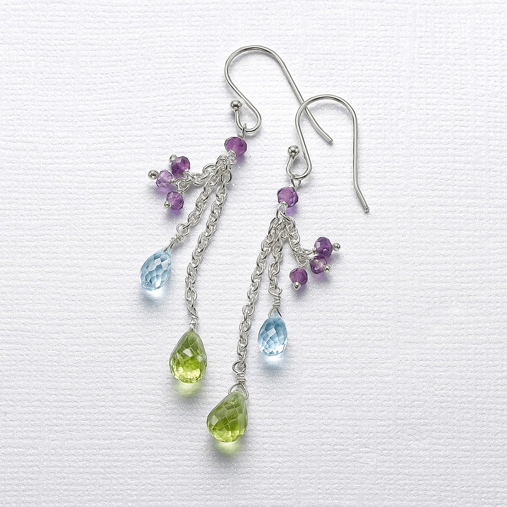Boucles d’oreilles en Pierres Fines Cascade de Couleurs