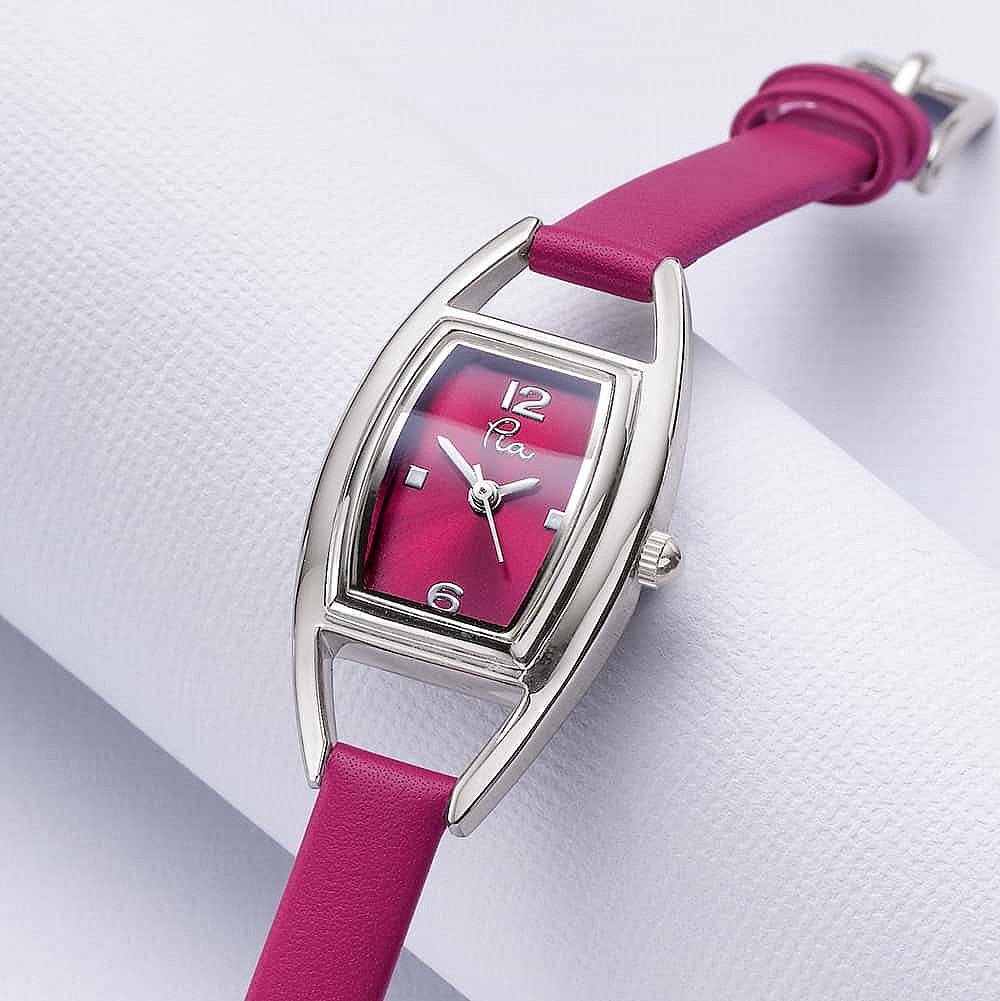 Montre en Cuir Fuchsia L’Heure est Venue 