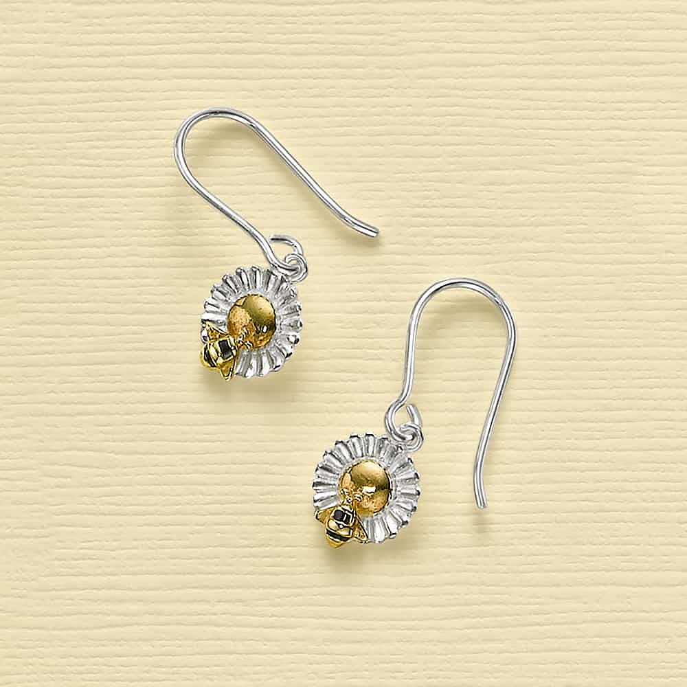 Boucles d’oreilles en Argent Abeilles en Fleurs