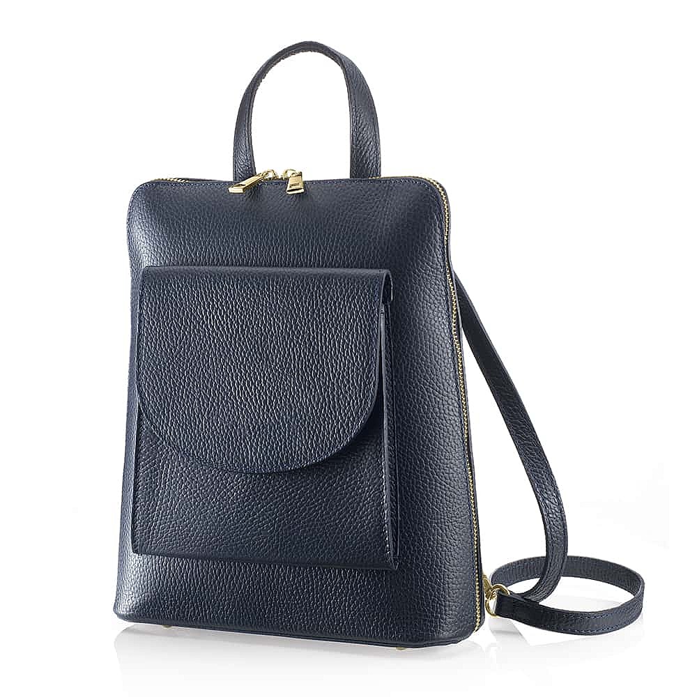 Sac à Dos en Cuir Bleu Marine Maintenant Ou Jamais
