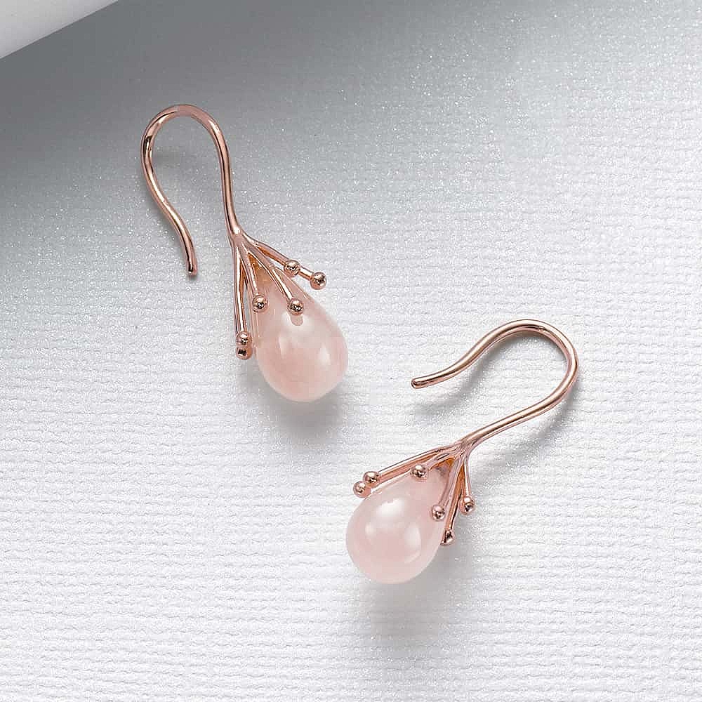 Boucles d'oreilles en Quartz Rose Appel du Blush