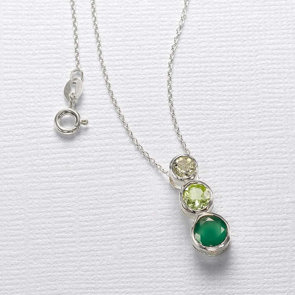 Pendentif en Pierres Fines Trio de Verts