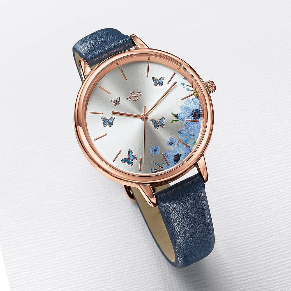 Montre en Similicuir Bleu Marine Dans les Airs