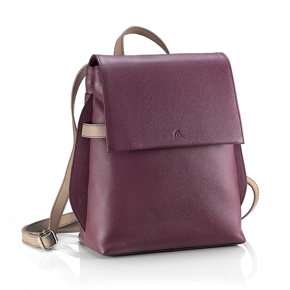 Sac à Dos en Cuir Violet Sitôt Arrivé, Sitôt Parti