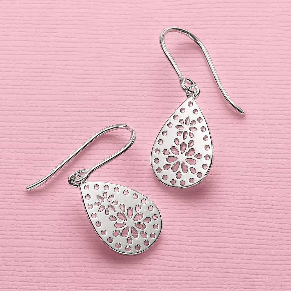 Boucles d'oreille en Argent Ponctuation de Pétales