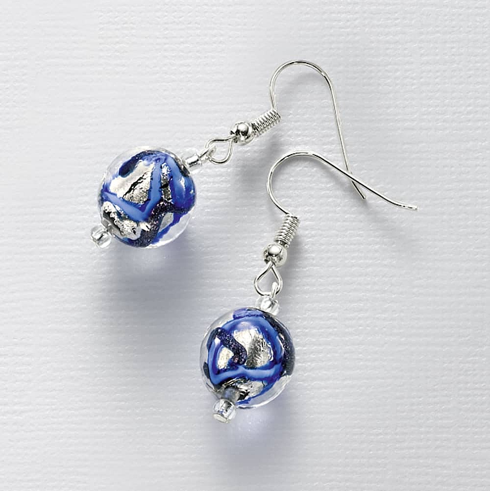 Boucles d'oreille Murano <BR>Bleu aux Bords de l’Eau