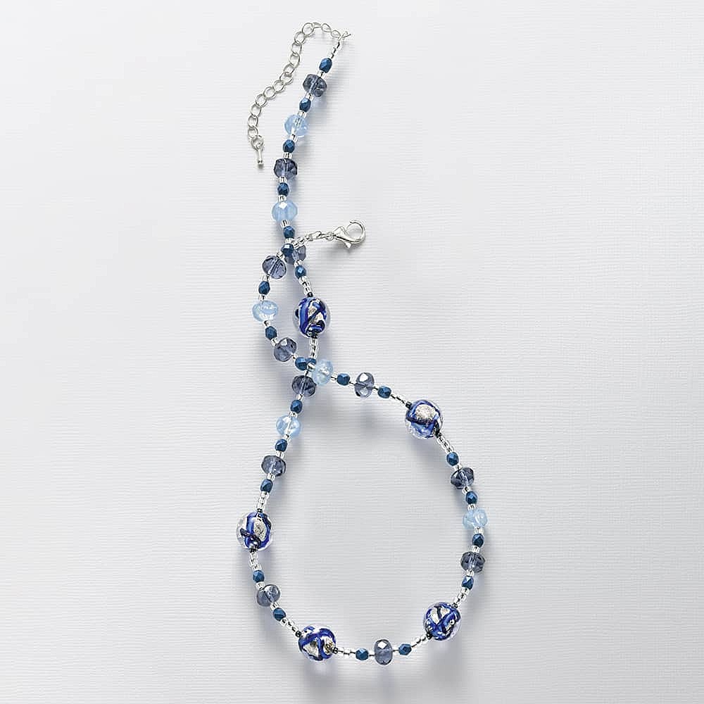 Collier Murano <BR>Bleu aux Bords de l’Eau