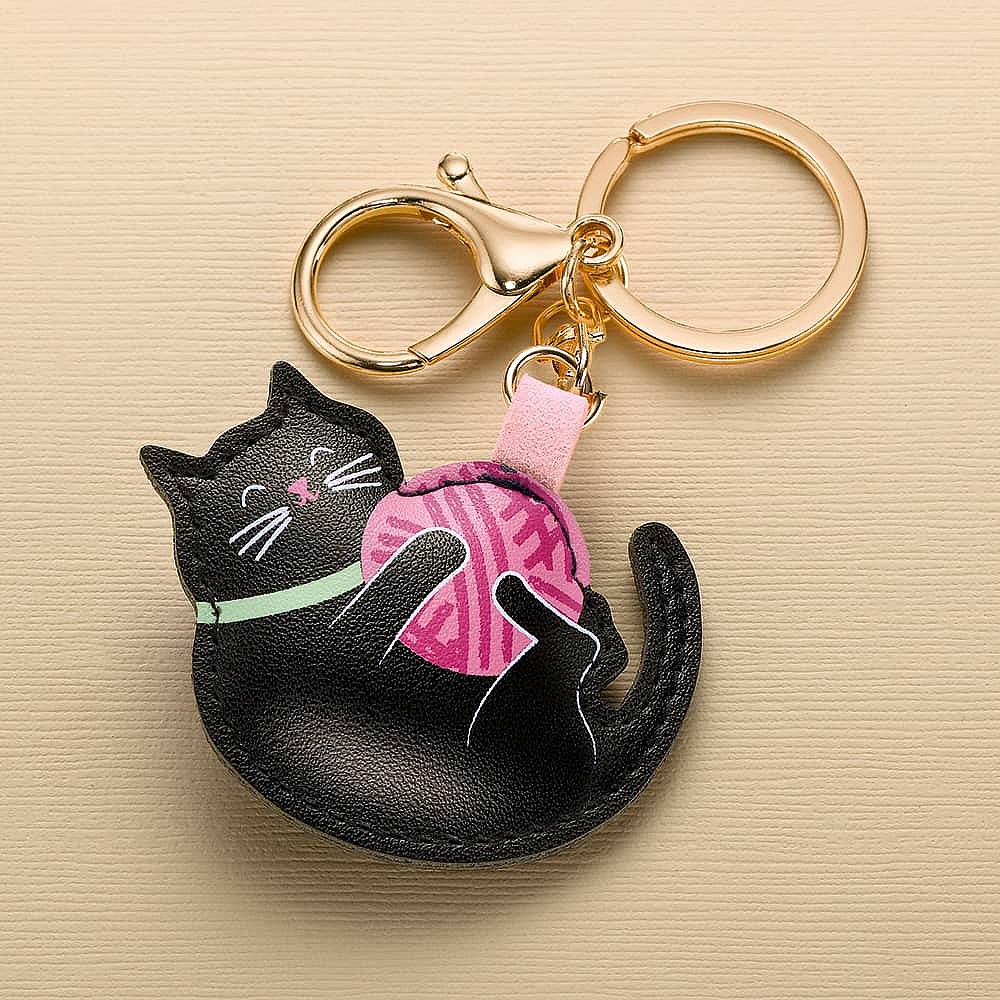 PORTE CLEFS POMPOM OREILLES DE CHAT