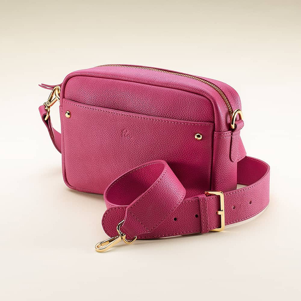 Sac Bandoulière en Cuir Fuchsia Doucement