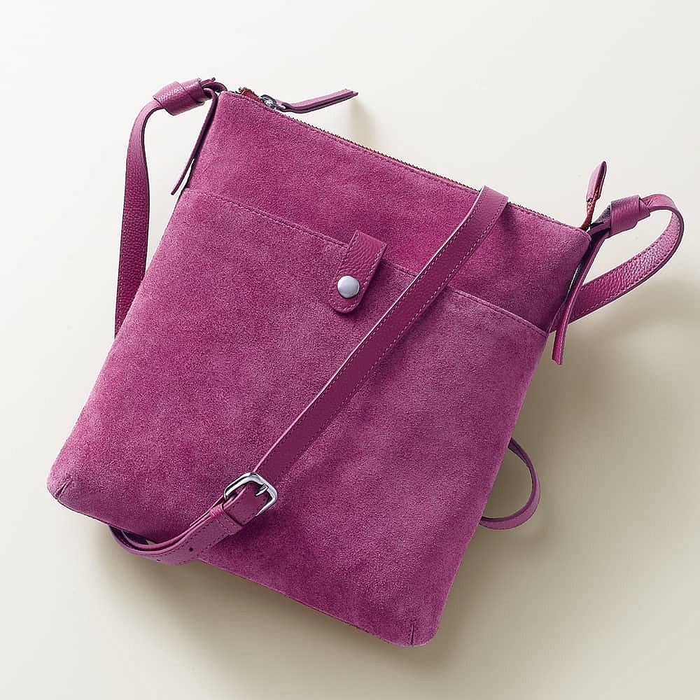 Sac Bandoulière en Daim Craquez Pour le Fuchsia