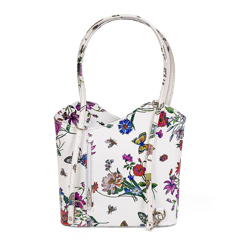 Sac à Main Femme Bandoulière Moderne En Simili Cuir - Motif Floral, Marron, Taille Moyenne - Neuf Avec étiquettes