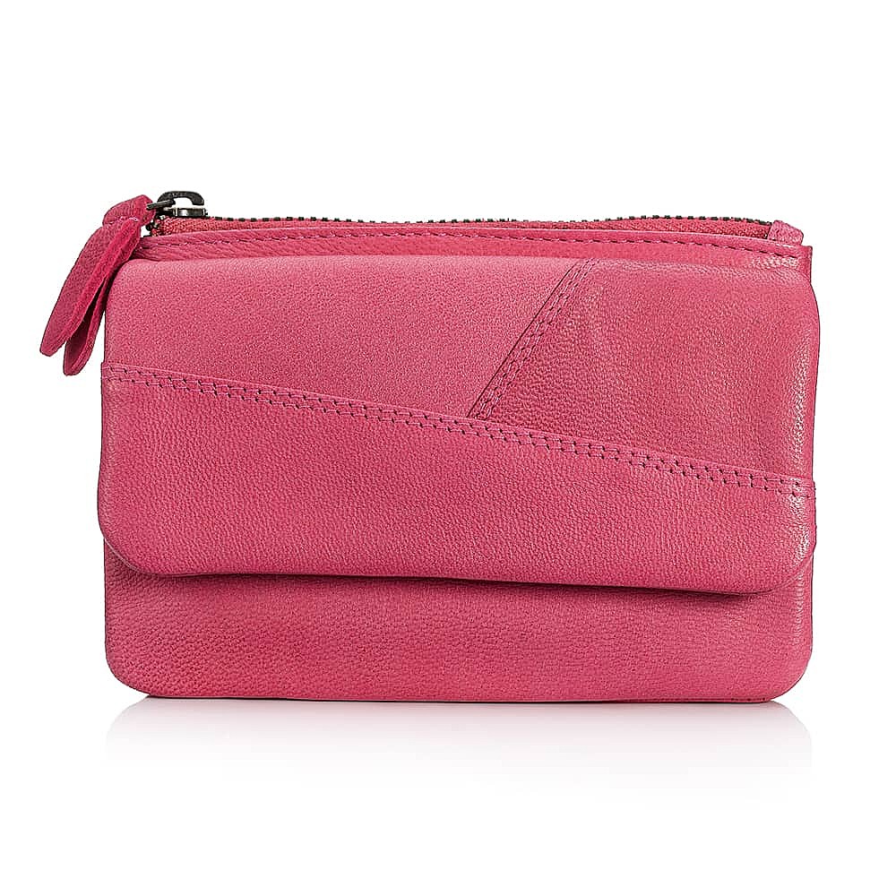 Porte-monnaie en Cuir Framboise Fraîche