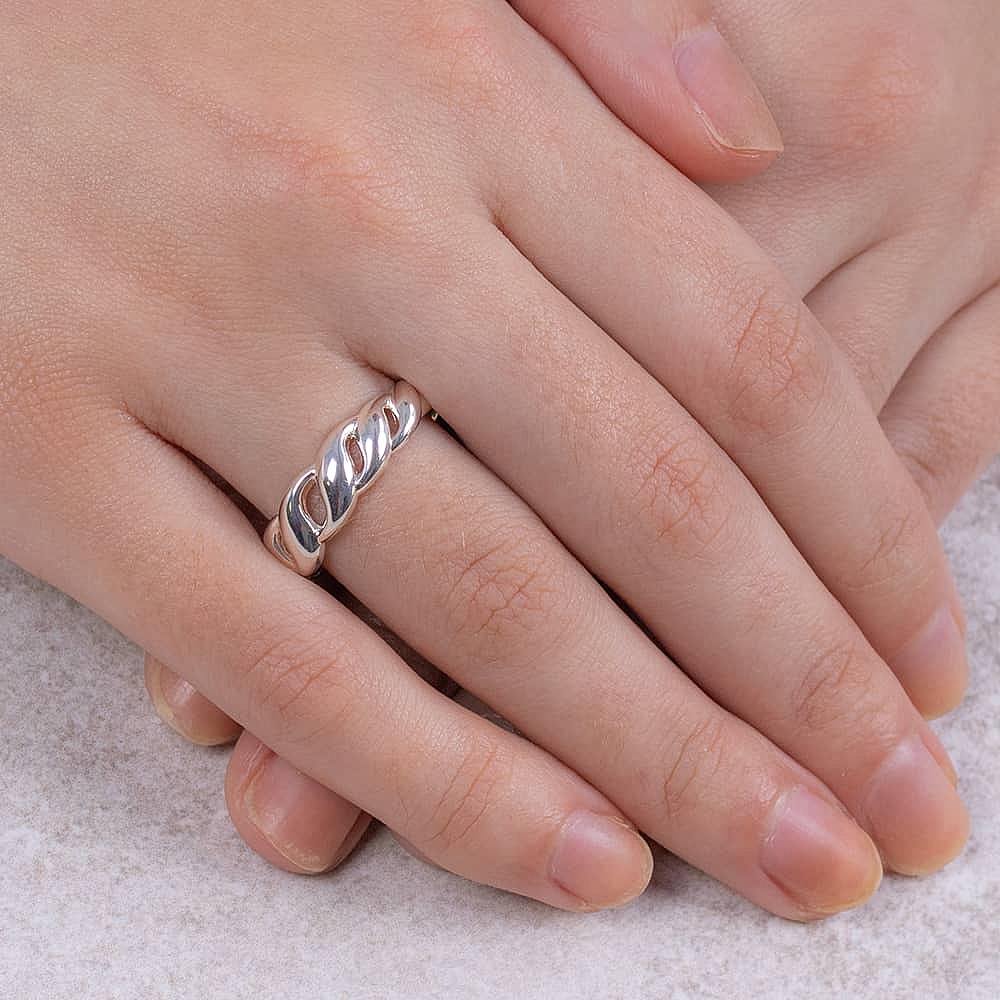 Bague En Argent Massif Avec Dessins Colorés 3 Couleurs - Taille 54, Occasion