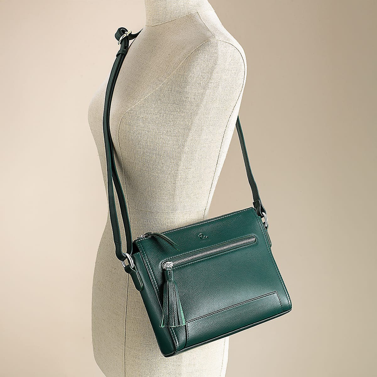 Sac en Bandoulière en Cuir Sol au Vert