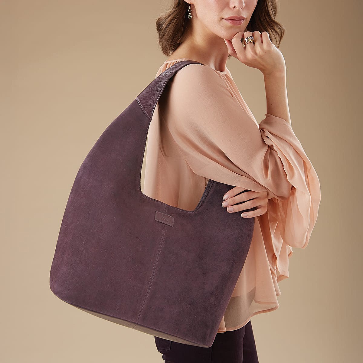 Sac à Main en Daim Perspective Prune