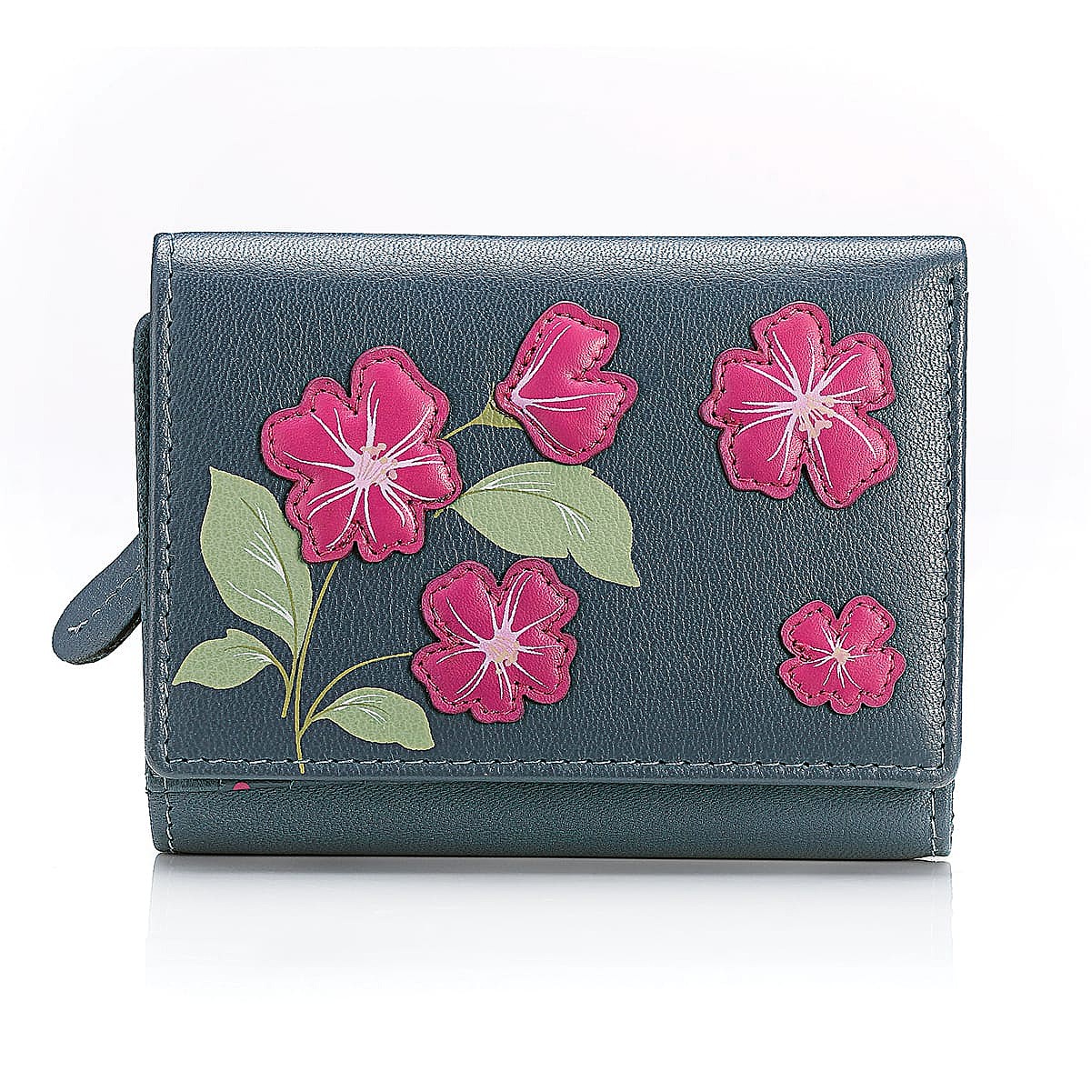 Porte-monnaie en Cuir Envolée Florale