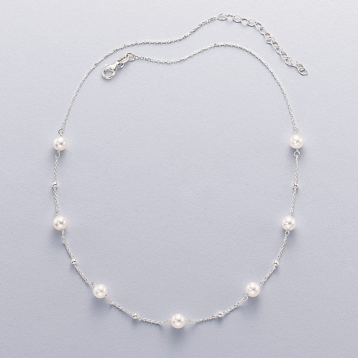 Collier en Argent Ponctuée de Perles