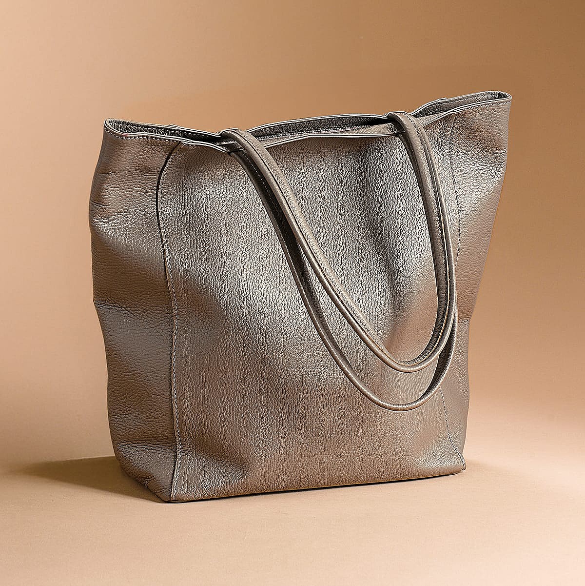 Sac en Cuir Gris Parfaitement Pratique