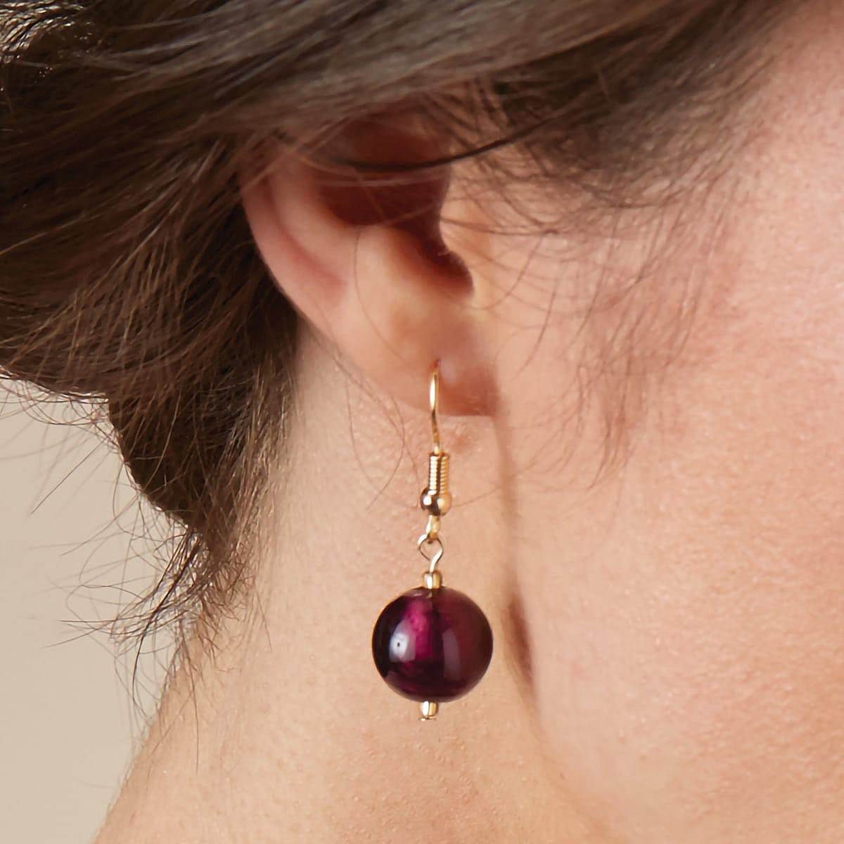Boucles d'oreilles Murano Passionément Prune