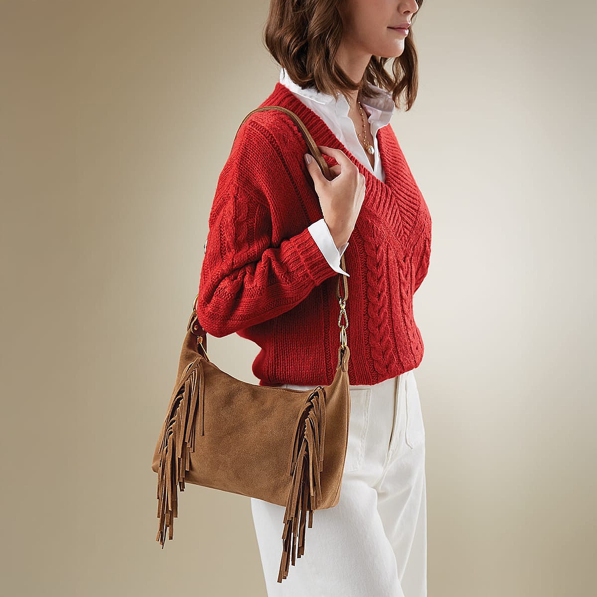 Sac Bandoulière en Daim Vers l’Ouest