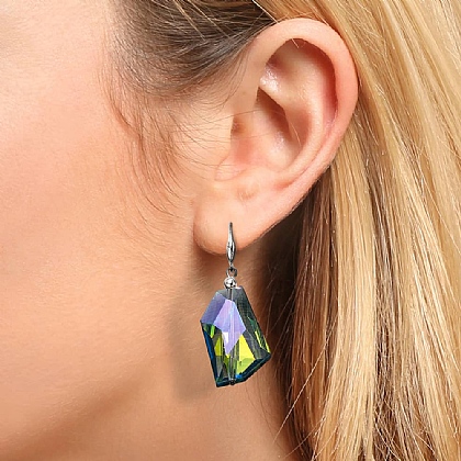 Boucles D'oreilles Dormeuses En Verre De Murano Authentique - Couleur Rose Et Or, Neuves Avec étiquettes